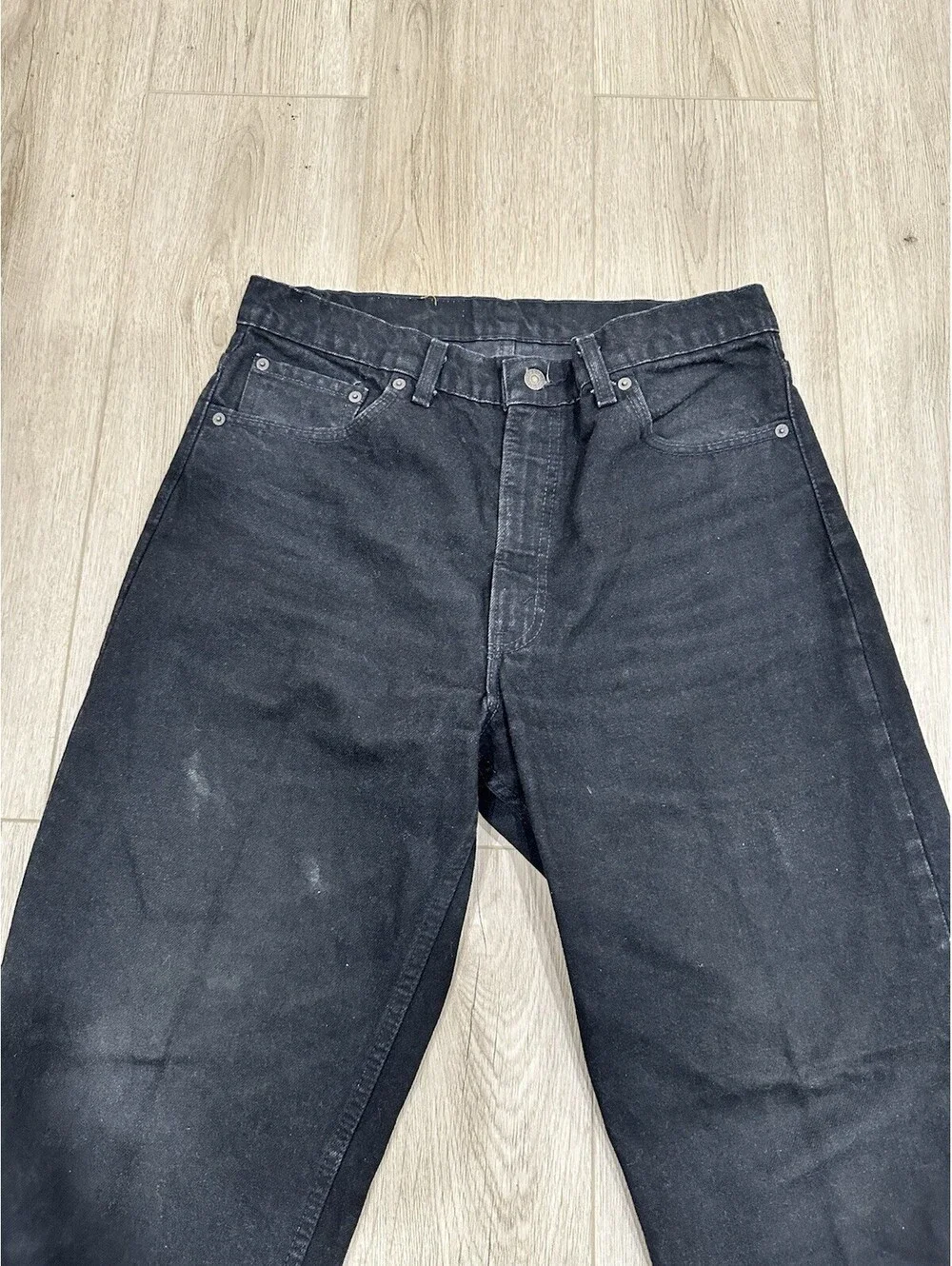 Vintage Levis 550 Jeans Mens 34x34 Black Denim Cotton Straight Relaxed Made USA